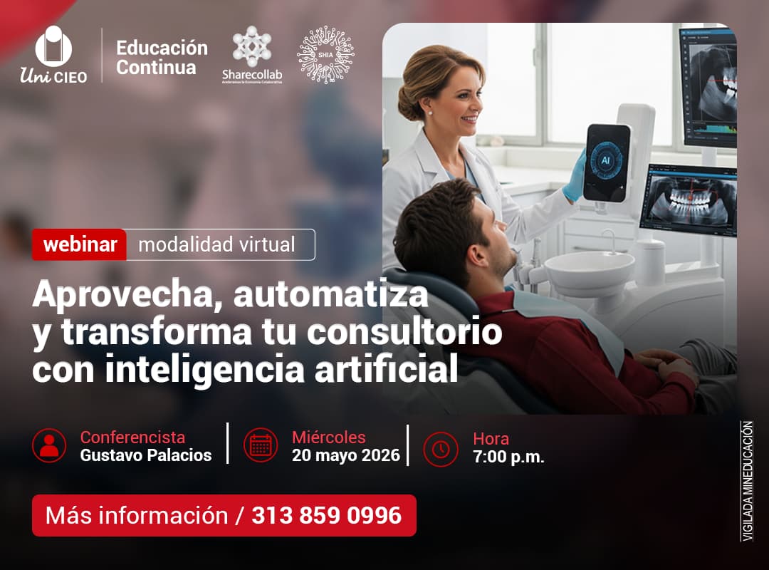 Sal de tu clínica a tiempo: Delega el trabajo operativo de tu consultorio a tu primer “Empleado IA”. Banner web 2 — UNICIEO